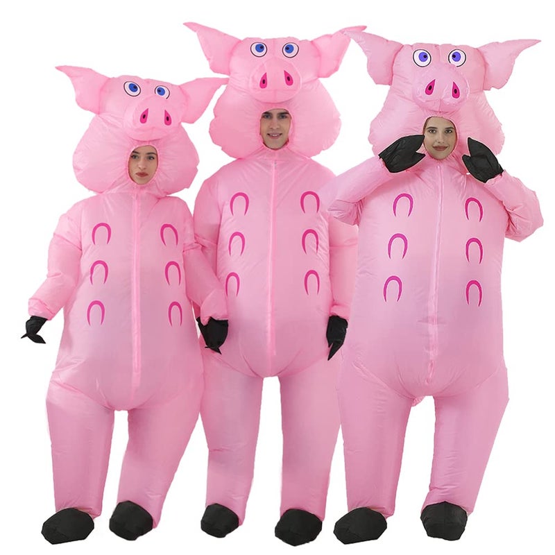 JASHKE Inflatable Pig Costume - Adult Pink Pig Blow Up Costume - Image 2